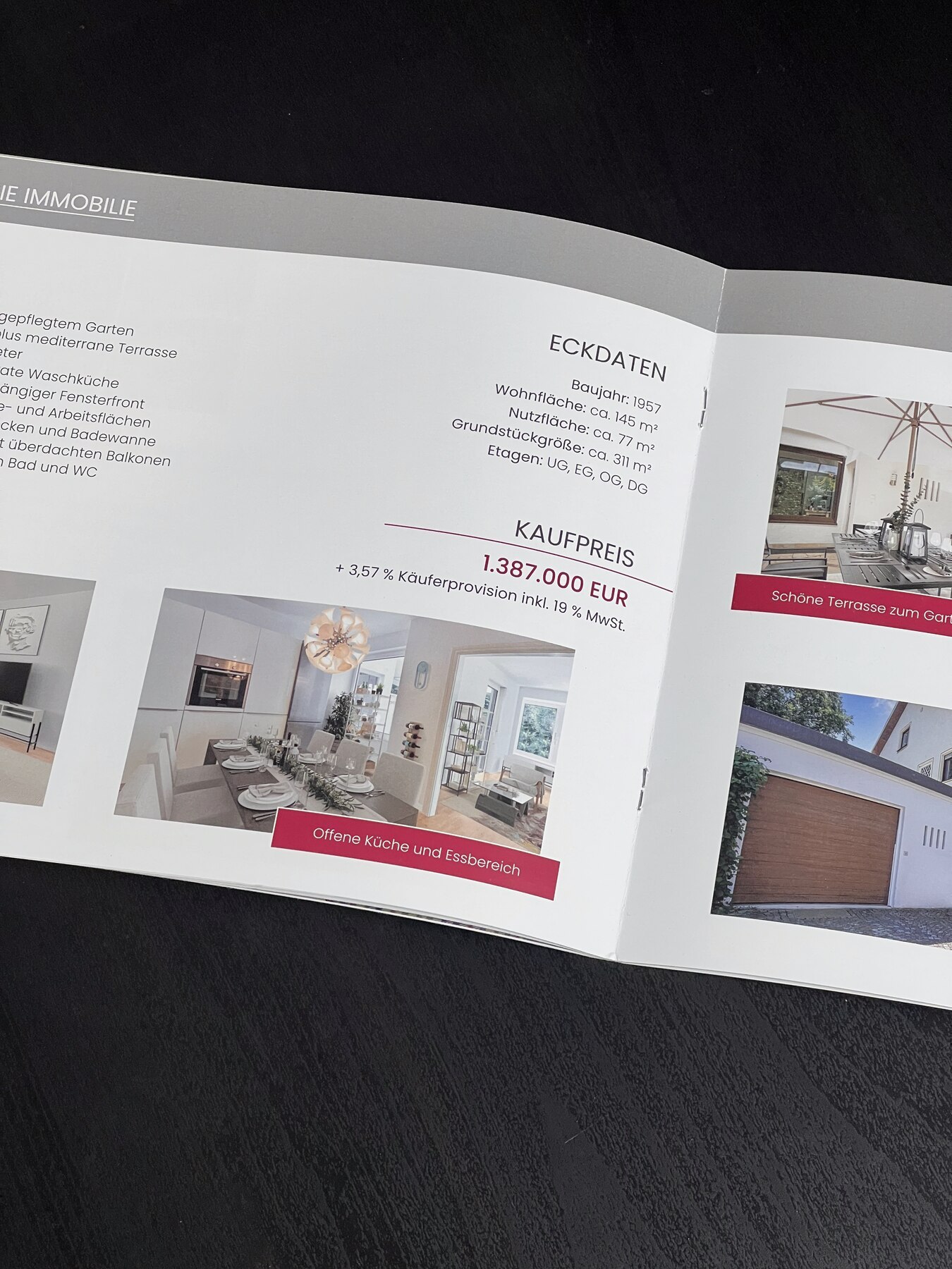 Innenseiten eines von Andrey Dimitrov gestalteten Immobilienexposés der ISB München Immobilien GmbH