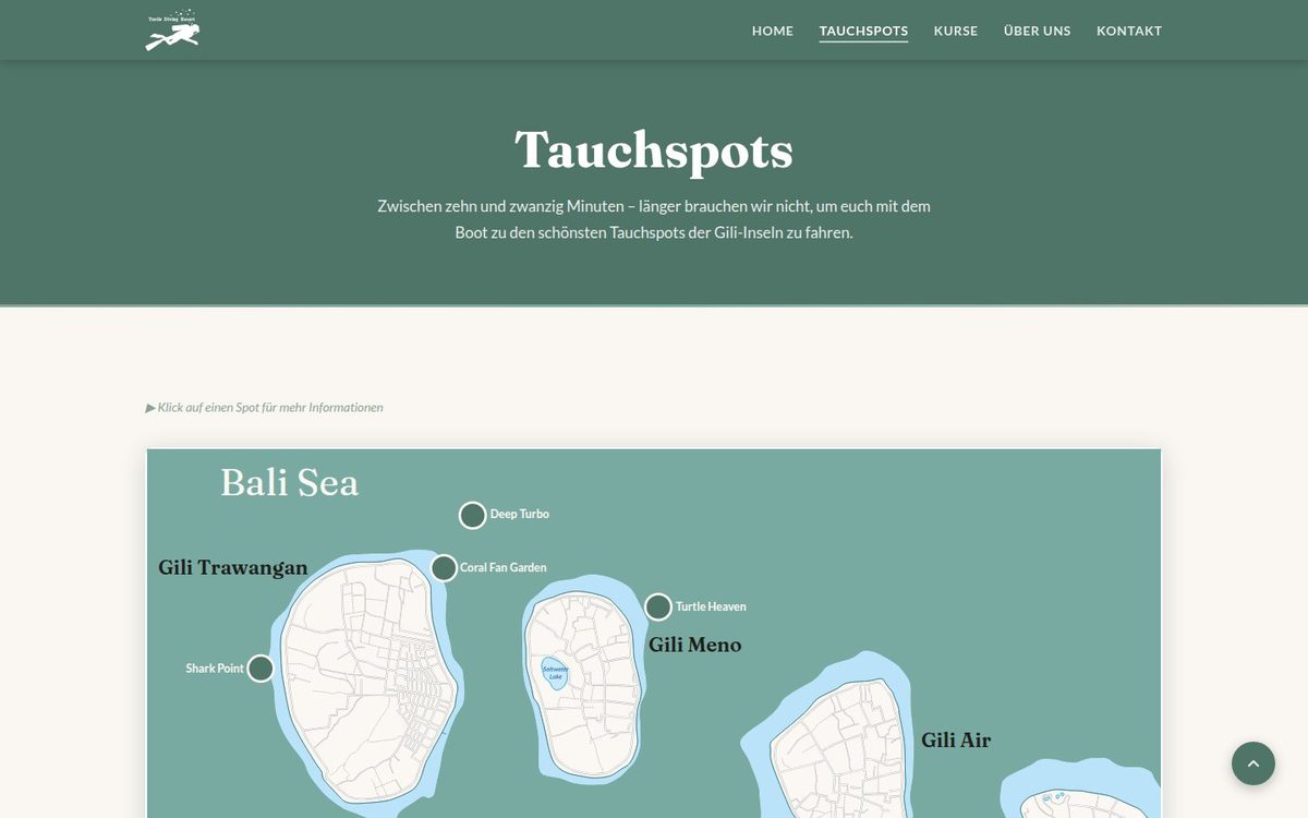 Interaktive SVG-Karte der Tauchspots rund um die Gili-Inseln