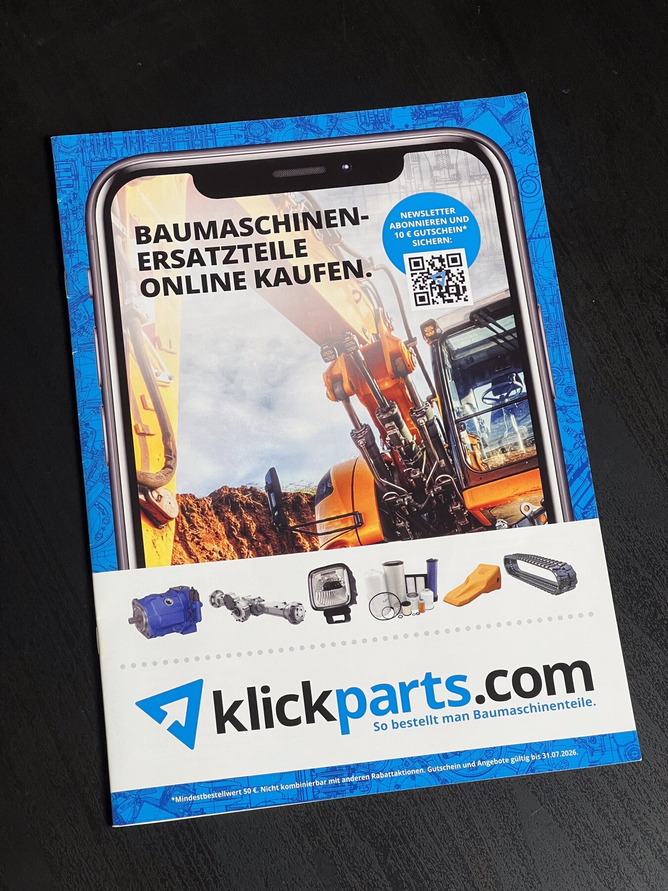 Cover einer Klickparts Broschüre für Baumaschinen-Ersatzteile
