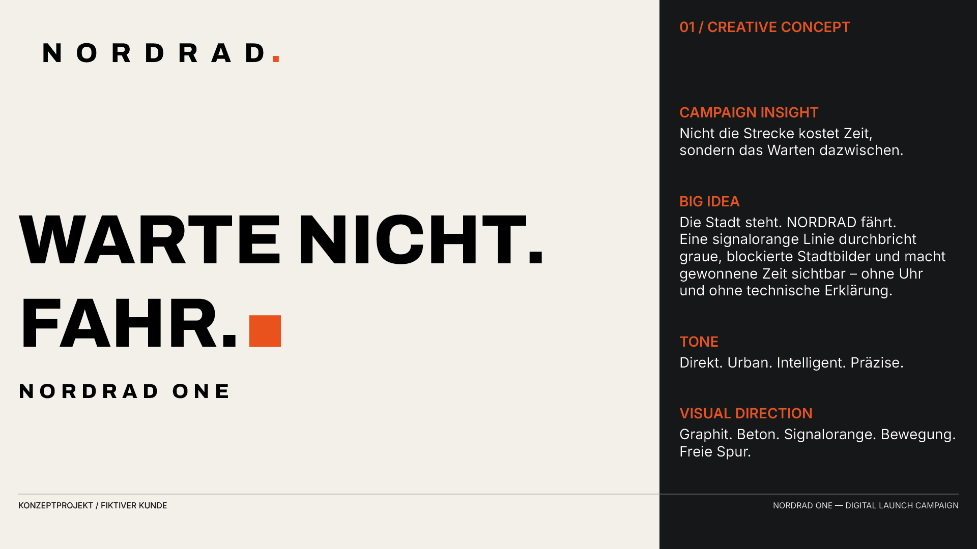 Creative Concept Page der NORDRAD ONE Kampagne