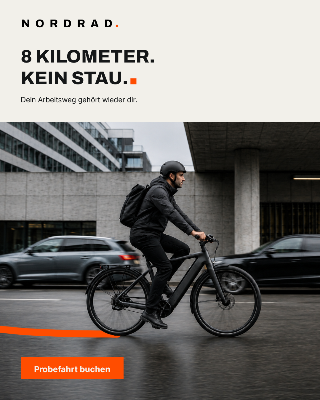 Instagram Feed Anzeige der fiktiven NORDRAD ONE Launchkampagne