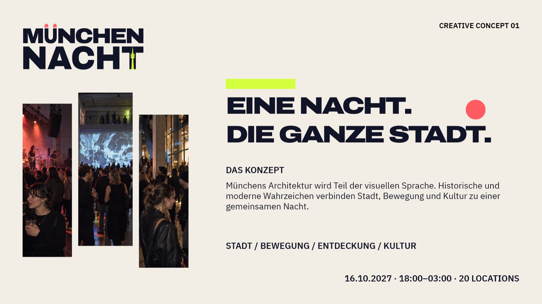 Konzeptseite von MÜNCHEN NACHT mit der Leitidee der Kampagne